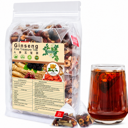 Premium Ginseng Five Treasure Herbal Tea | Natural Wellness Blend (30 Tea Bags)