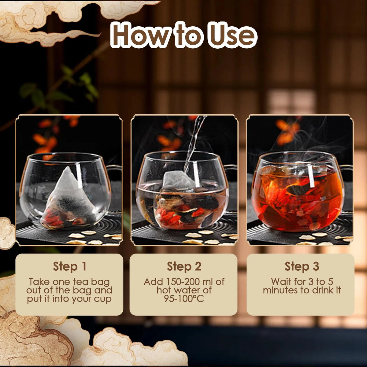 Premium Ginseng Five Treasure Herbal Tea | Natural Wellness Blend (30 Tea Bags)